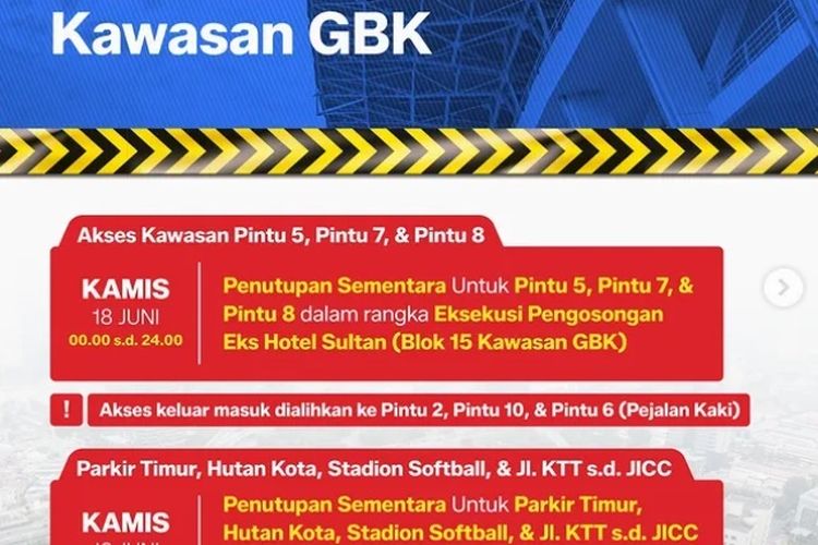 Daftar Area GBK yang Ditutup Saat Eksekusi Hotel Sultan Besok