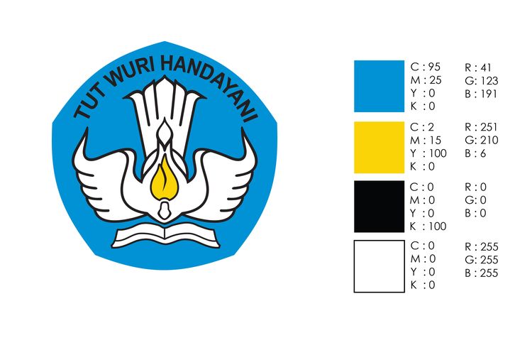 aturan penggunaan warna pada logo Kementerian Pendidikan, Kebudayaan, Riset dan Teknologi (Kemendikbudristek).
