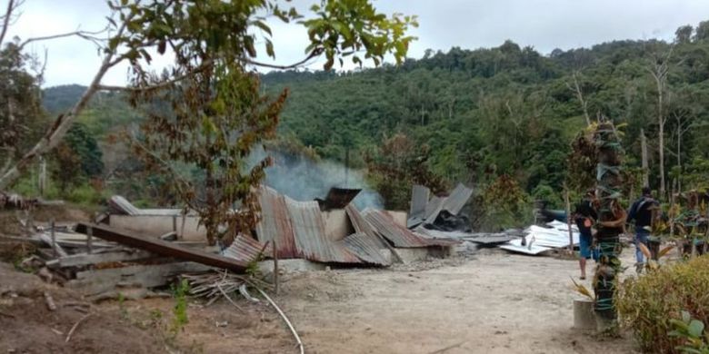 The site of the attack in the village of Lemban Tongoa by MIT militants who killed a family of four and burned six houses 