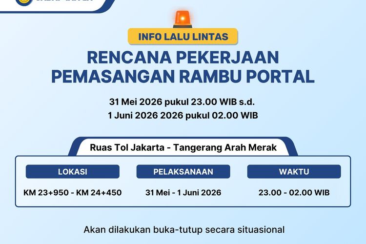 Hati-hati Lewat Tol Jakarta-Tangerang, Ada Pemasangan Gantry