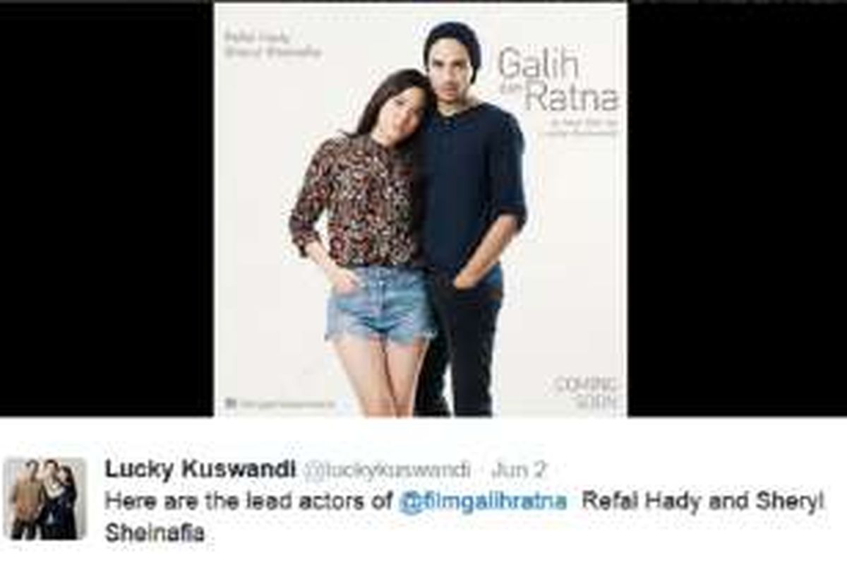 Dua pemeran utama film Galih dan Ratna, yakni Refal Hady dan Sheryl Sheinafia.