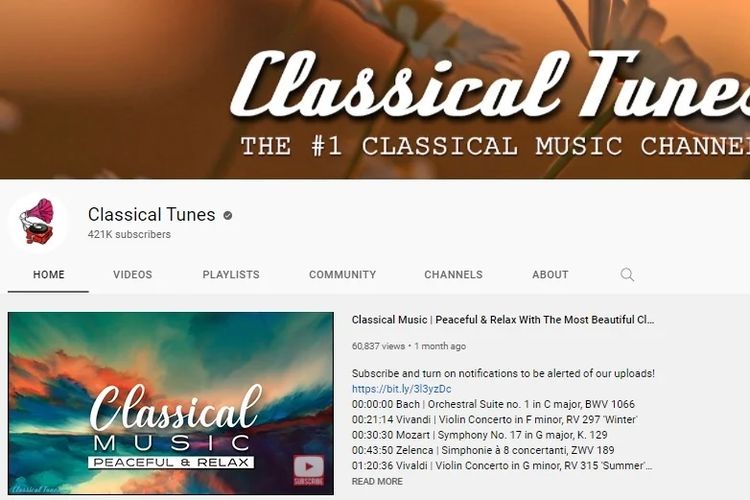 Ilustrasi channel YouTube Classical Tunes.