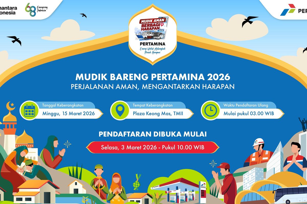 PT Pertamina (Persero) kembali menghadirkan program Mudik Bareng Pertamina 2026 sebagai bagian dari komitmen perusahaan dalam mendukung kelancaran mobilitas masyarakat menjelang Hari Raya Idul Fitri 1447 Hijriah (H)/2026 Masehi. 
