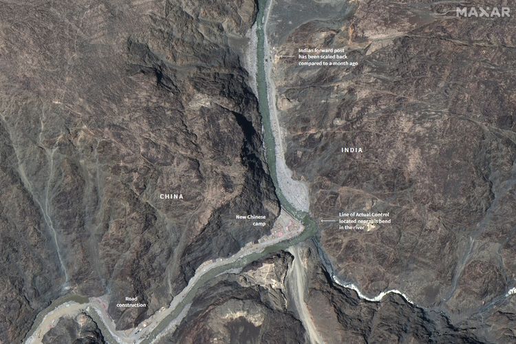 Gambar tertanggal 22 Juni 2020 menunjukkan adanya aktivitas pembangunan oleh China di Lembah Galwan. Di hari itu juga, petinggi militer India dan China telah bersepakat untuk damai.