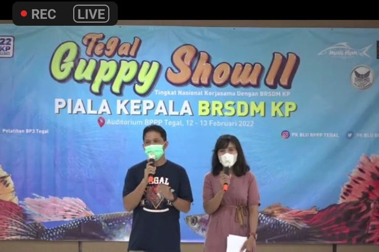 Acara Tegal Guppy Show II Tingkat Nasional di Mall Ikan Komplek Balai Pelatihan dan Penyuluhan Perikanan (BPPP) Tegal, Minggu (13/2/2022).