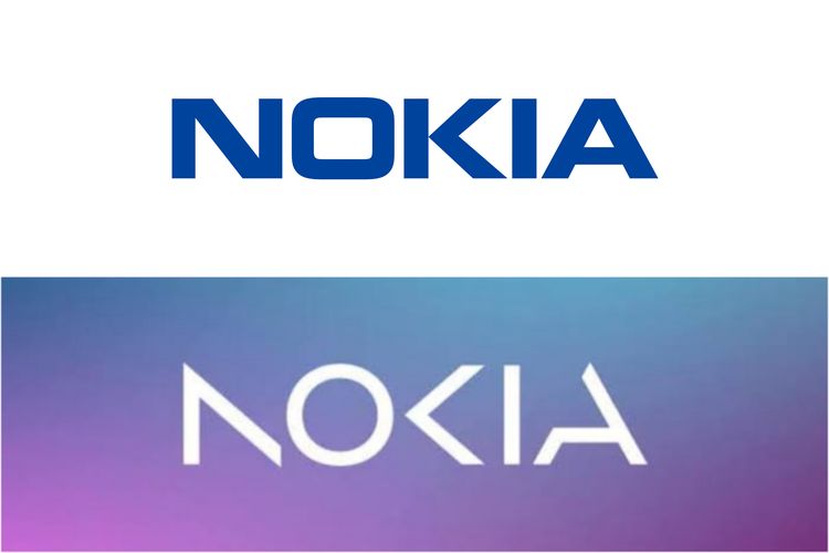 Ilustrasi logo Nokia lama (atas) dan baru (bawah).