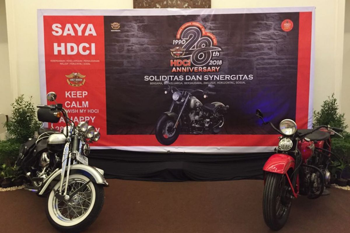 Harley-Davidson Club Indonesia (HDCI) merayakan ulang tahun ke-28 di Tangerang Selatan, Sabtu (26/5/2018).
