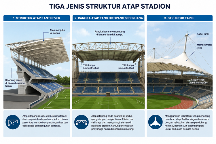 Mengenal Tiga Jenis Struktur Atap Stadion yang Digunakan di Dunia