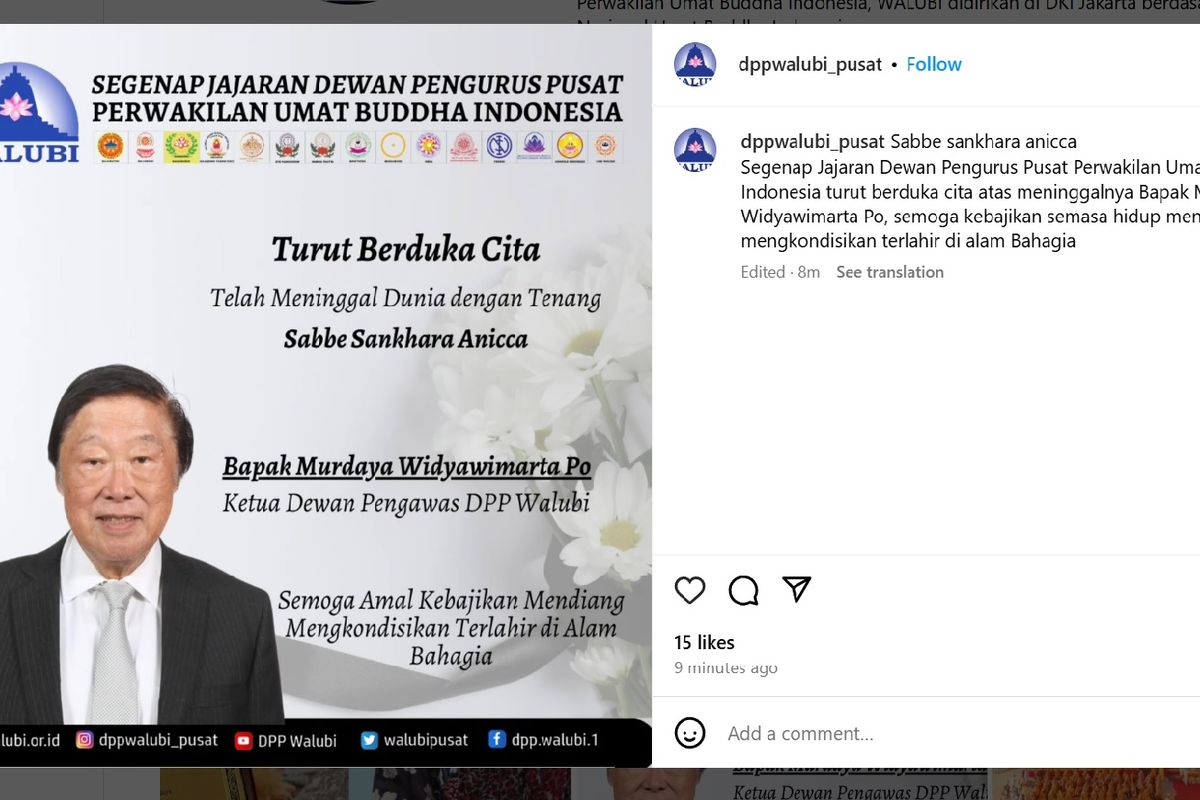 Pengusaha Murdaya Poo Meninggal Dunia