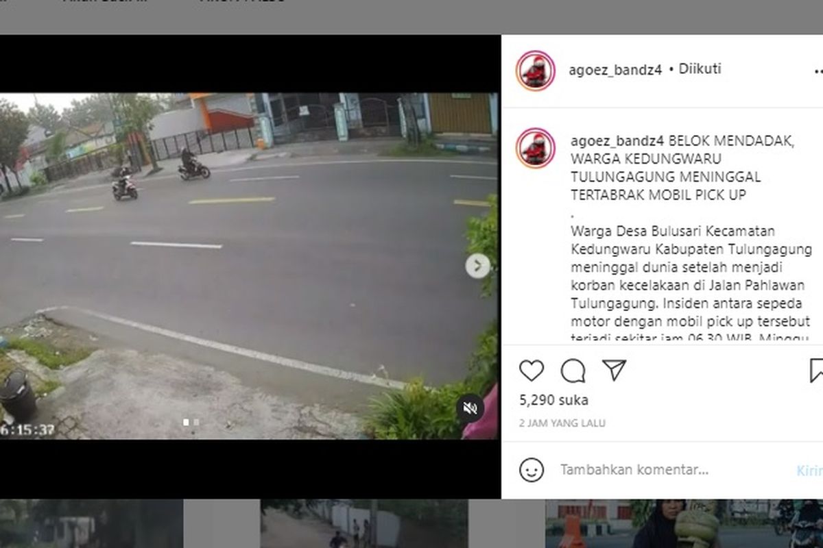 Pengendara sepeda motor tertabrak mobil yang sedang melaju kencang.