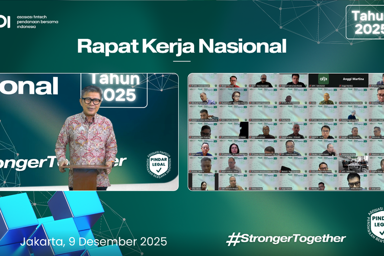 Potret kegiatan Rakernas AFPI yang diselenggarakan di Jakarta, Selasa (9/12/2025). 