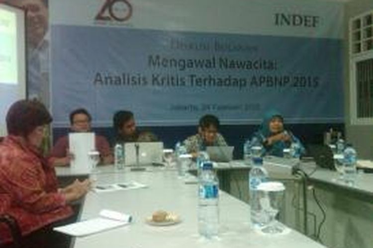 Diskusi Indef bertajuk 'Mengawal Nawacita: Analisis Kritis terhadap APBNP 2015', di Jakarta, Selasa (24/2/2015)