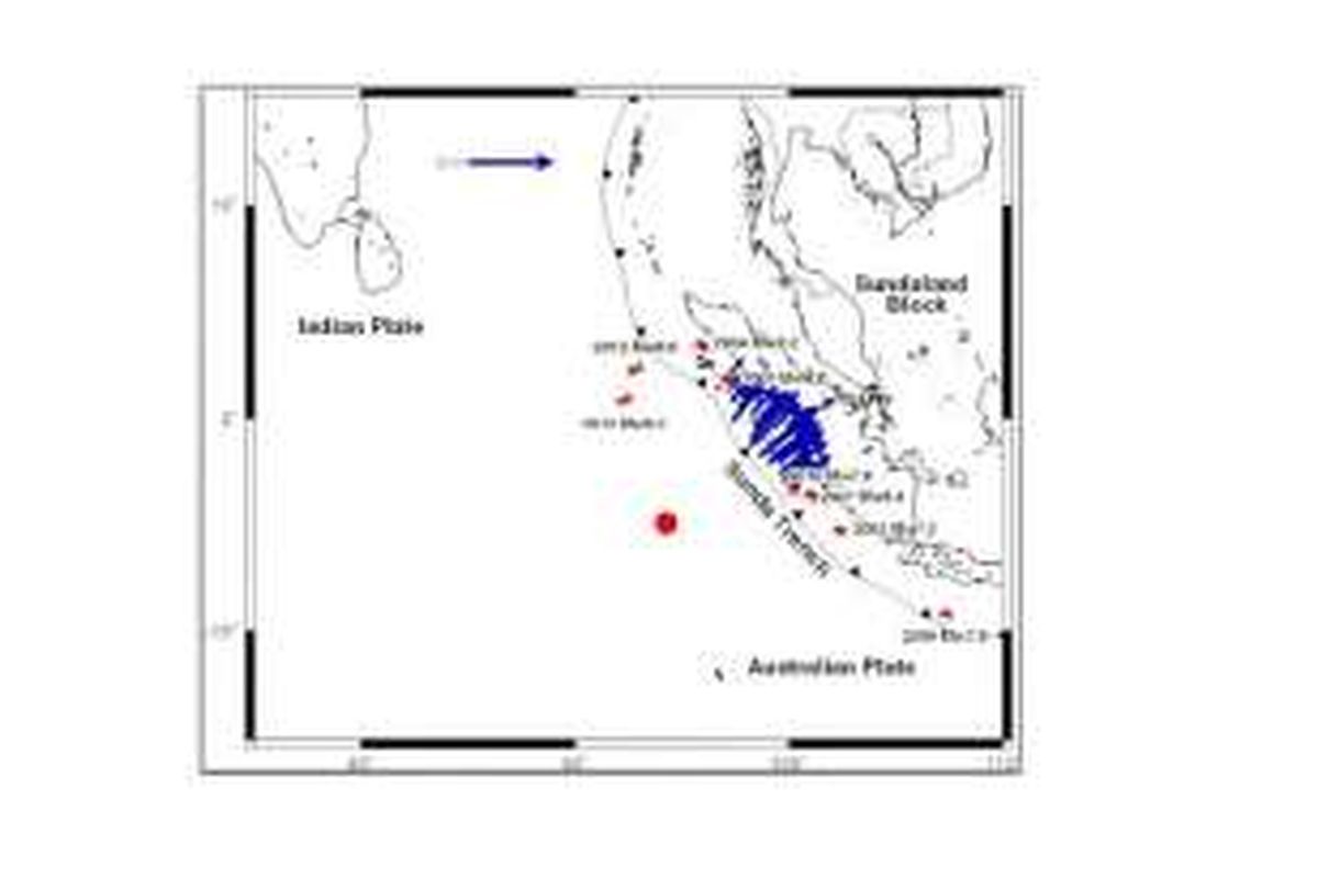 Prediksi pergeseran Sumatera akibat gempa yang mengguncang Mentawai pada Rabu (2/3/2016)