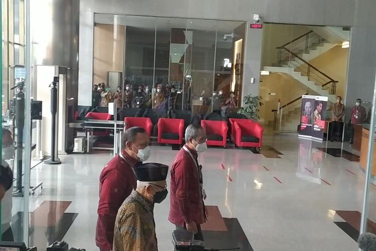 Wakil Presiden RI Ma'ruf Amin tiba di Gedung Merah Putih Komisi Pemberantasan Korupsi (KPK), Jakarta, Kamis (9/12/2021).