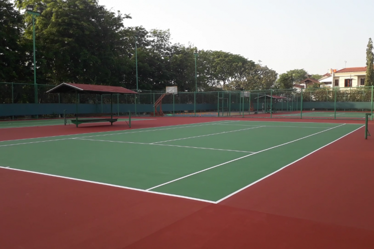 Kondisi venue tenis kursi roda Asian Para Games 2018 di Klub Kelapa Gading, Jakarta Utara, Selasa (25/9/2018).