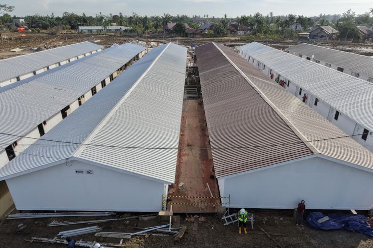 Potret 600 unit huntara yang telah rampung dibangun oleh Waskita Karya di Aceh Tamiang, Aceh.