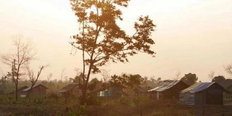 Deretan rumah yang dibangun warga di atas tanah sengketa di Mesuji, Lampung, Kamis (2/8/2012). Konflik tanah dan tambang yang akhir-akhir ini merebak diduga salah satunya karena masyarakat tidak dilibatkan dalam mengolah tanah atau tambang untuk kesejahteraan warga.

