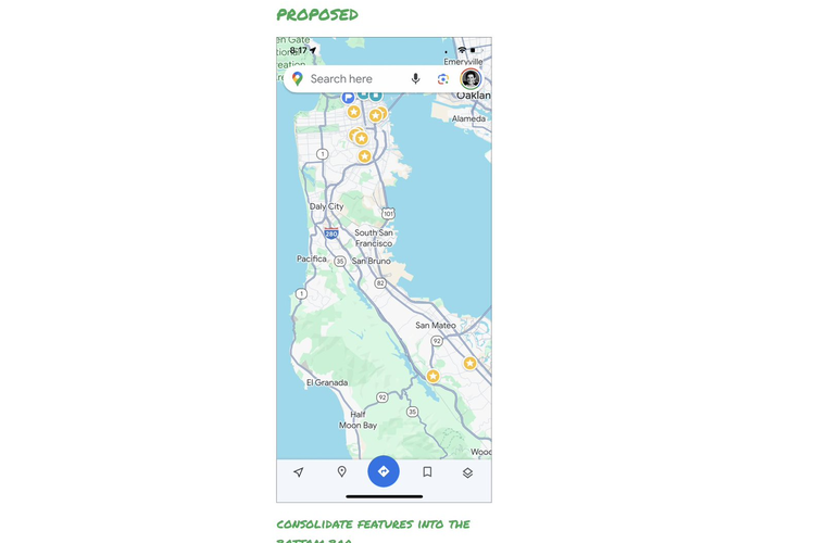 Ide desain Google Maps yang diberikan oleh Elizabeth Laraki. Laraki merupakan salah satu desainer Google Maps pada tahun 2007
