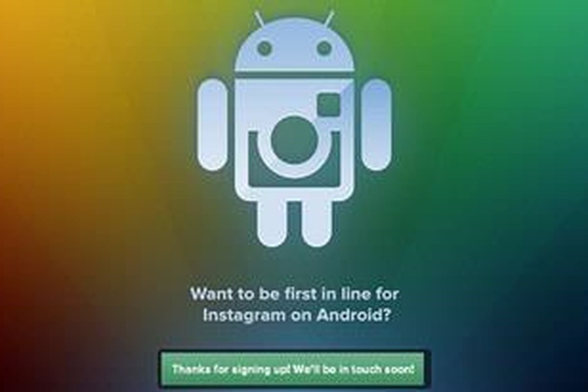 Halaman registrasi Instagram untuk Android
