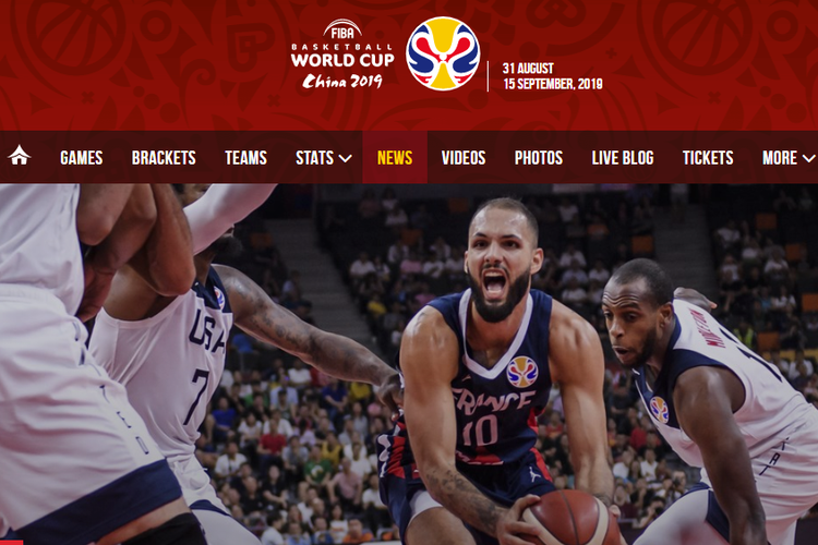 Perempat final Piala Dunia Basket antara Perancis vs Amerika Serikat yang berakhir dengan kemenangan Perancis, 11 September 2019.