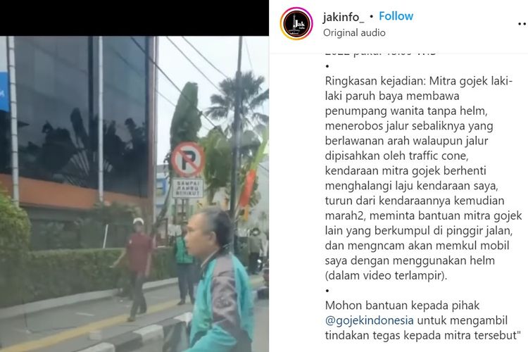 Sebuah video memperlihatkan seorang pengemudi ojek online (ojol) turun dari motornya lalu memarahi pengemudi mobil di Jalan Sunan Giri, Rawamangun, Pulogadung, Jakarta Timur, Selasa (20/9/2022).
