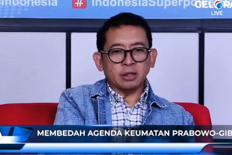 Anggota Tim Kampanye Nasional (TKN) Prabowo-Gibran sekaligus Wakil Ketua Umum Partai Gerindra, Fadli Zon dalam siaran diskusi yang digelar Partai Gelora pada Rabu (3/1/2024).