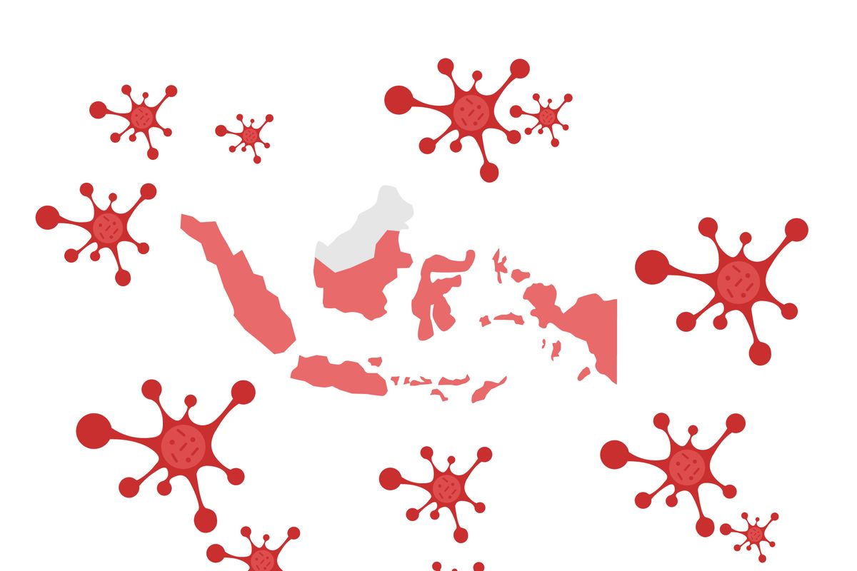 Ilustrasi virus corona di Indonesia