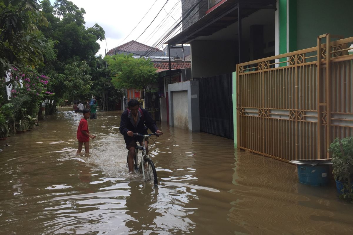 Banjir di Harapan Baru, Bekasi, Rabu (26/2/2020).Jakarta 