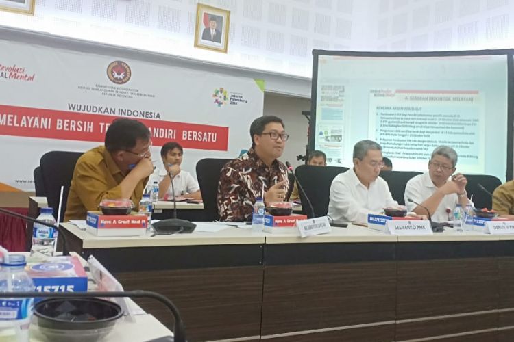 Pemprov Sulut dan Wagub Sulut  Steven Kandouw (dua dari kiri) memaparkan kesiapan Provinsi Sulut untuk melaksanakan kegiatan Pekan Kerja Nyata Revolusi Mental Ke-2 di Sulawesi Utara, di Kantor Kemenko PMK dan Kemendagri, Selasa (9/10/2018).