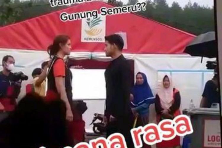 Tangkapan layar dari akun IG lumajang.ku terkait syuting sinetron di lokasi terdampak bencana awan Semeru