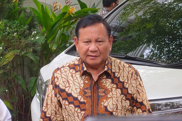 Ketua Umum Partai Gerindra Prabowo Subianto di kawasan Jakarta Selatan,  Selasa (25/4/2023).