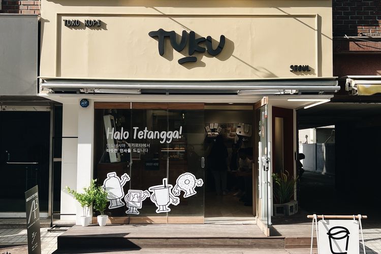 Kedai pop-up Toko Kopi Tuku di Gangnam, Korea Selatan. 