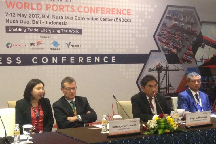 Konferensi Pers International Association of Ports and Harbors (IAPH) World Ports Conference 2017 ke -30 di Nusa Dua Convention Center, Nusa Dua Bali, Rabu (10/5/2017). 