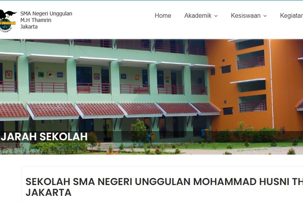 Tampilan website SMA Negeri Unggulan M.H. Thamrin.