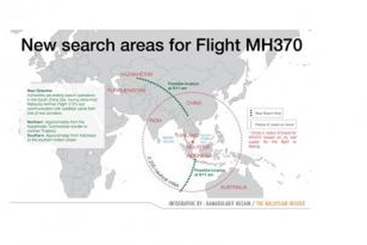 Dua koridor pencarian Malaysia Airlines MH370