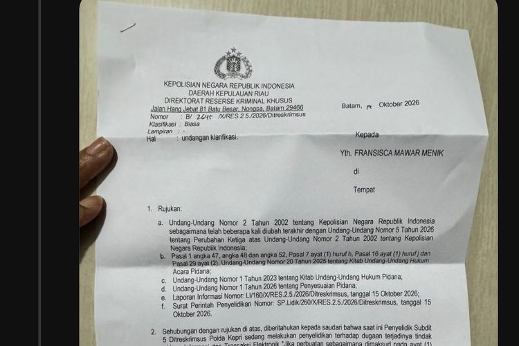 Viral Unggahan soal Blackout Batam, Warganet Dipanggil Polda Kepri untuk Klarifikasi