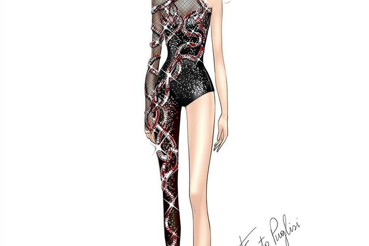 Desain baju Roberto Cavalli untuk Taylor Swift.