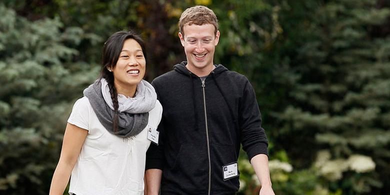 Mark Zuckerberg bersama istrinya, Priscilla Chan