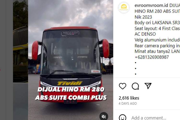 Bus milik PO Tividi yang akan dijual