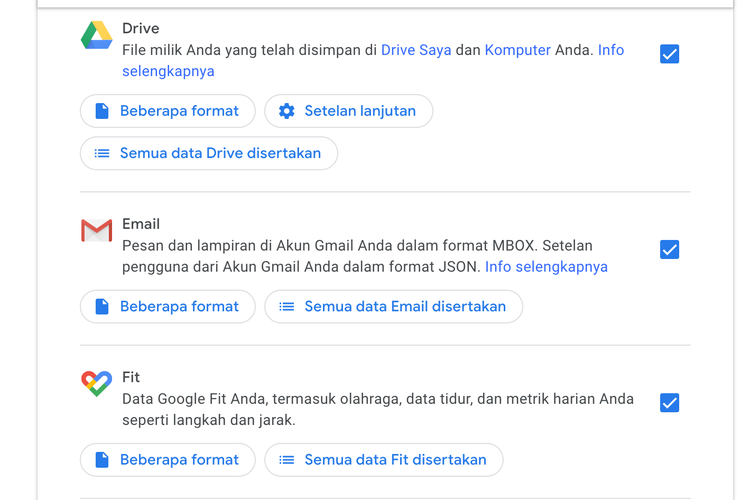 Cara backup data di Google Takeout (/Caroline Saskia Tanoto)