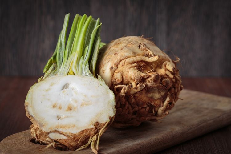 ilustrasi celeriac, sayuran yang mirip seledri.