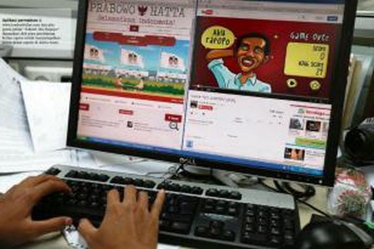 Aplikasi permainan di www.lombatwitter.com dan gim gawai pintar ”Jokowi Aku Rapopo” digunakan oleh para pendukung kedua capres untuk menyampaikan pesan-pesan capres di dunia maya.