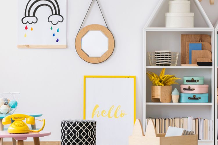 Ilustrasi ruang bermain anak di rumah.