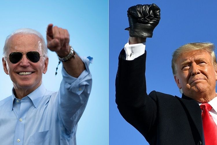 Kandidat presiden dari Partai Demokrat Joe Biden (kiri) dan calon presiden dari Partai Republik Donald Trump