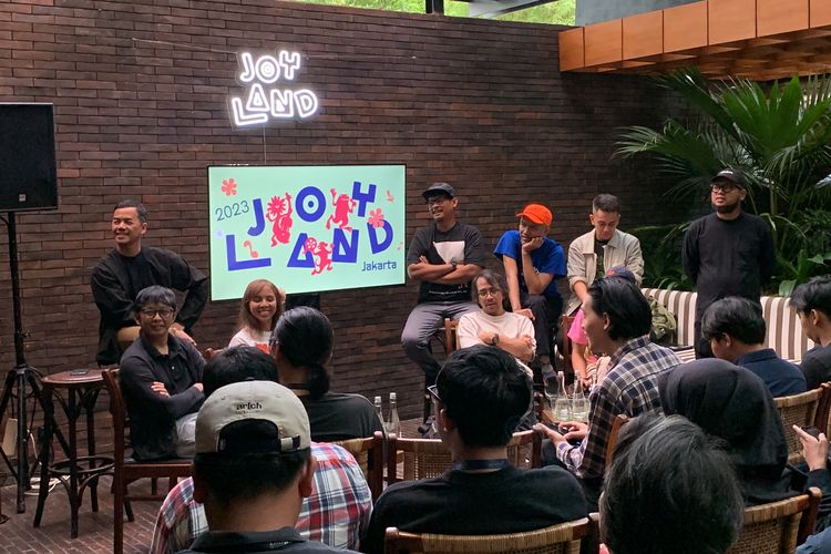 Konferensi pers Joyland Fest 2023 di kawasan Senayan, Jakarta Pusat, Senin (20/11/2023).
