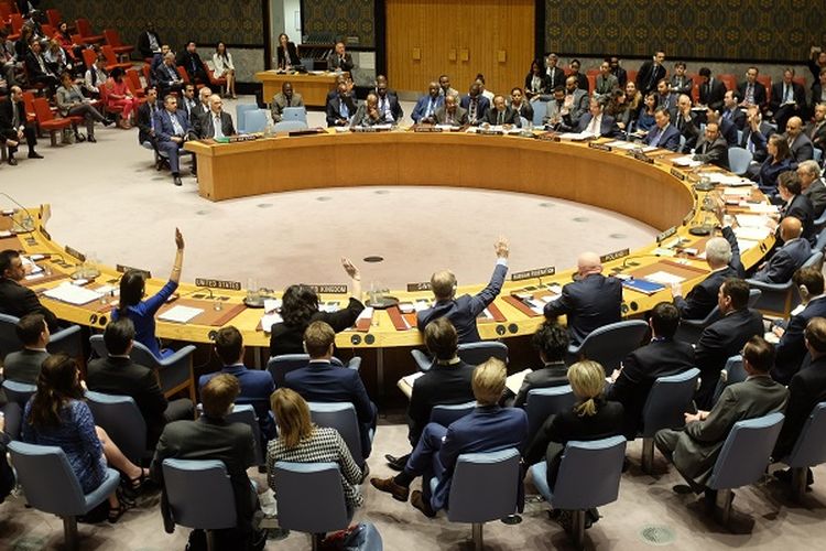 Suasana sebuah sidang Dewan Keamanan PBB.