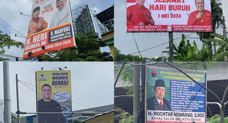 Rangkaian Pilkada 2024 Belum Mulai, Baliho Bacalon Walkot Bekasi Mejeng di Jalan Arteri 