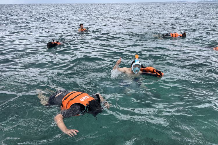 Snorkeling  di Asha Resort, Pulau Payung, Kepulauan Seribu, Senin (27/11/2023).