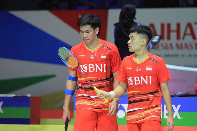 Ganda putra Indonesia, Leo Rolly Carnando/Daniel Marthin, saat berlaga pada babak 16 besar Indonesia Masters 2024. Terkini, Leo/Daniel dan tim putra Indonesia berhasil mengalahkan Arab Saudi pada laga pertama Kejuaraan Beregu Asia 2024.