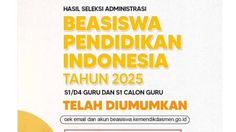 Link dan Cara Cek Hasil Administrasi Beasiswa BPI 2025 Calon Guru D4-S1
